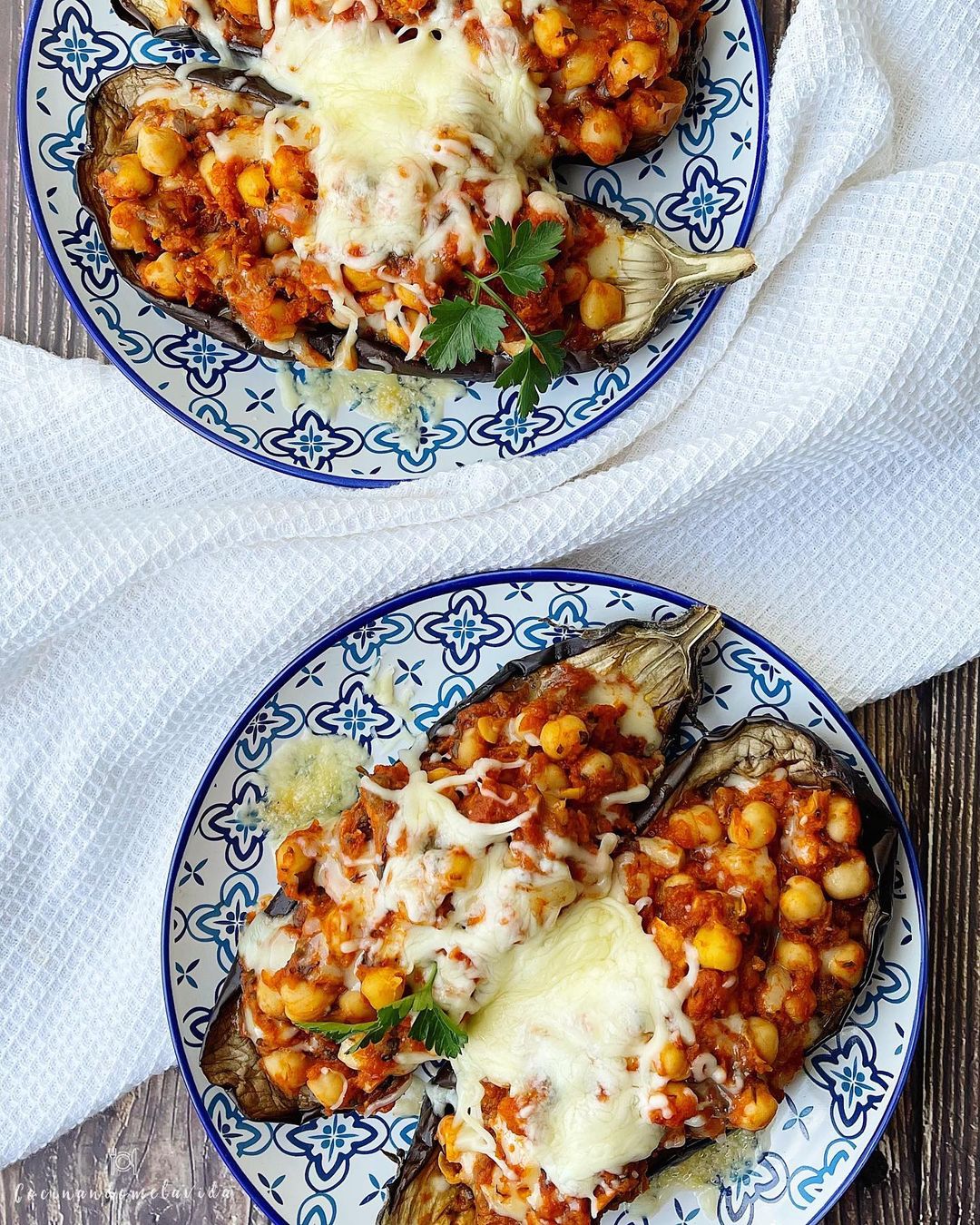 berenjenas rellenas de boloñesa de garbanzos