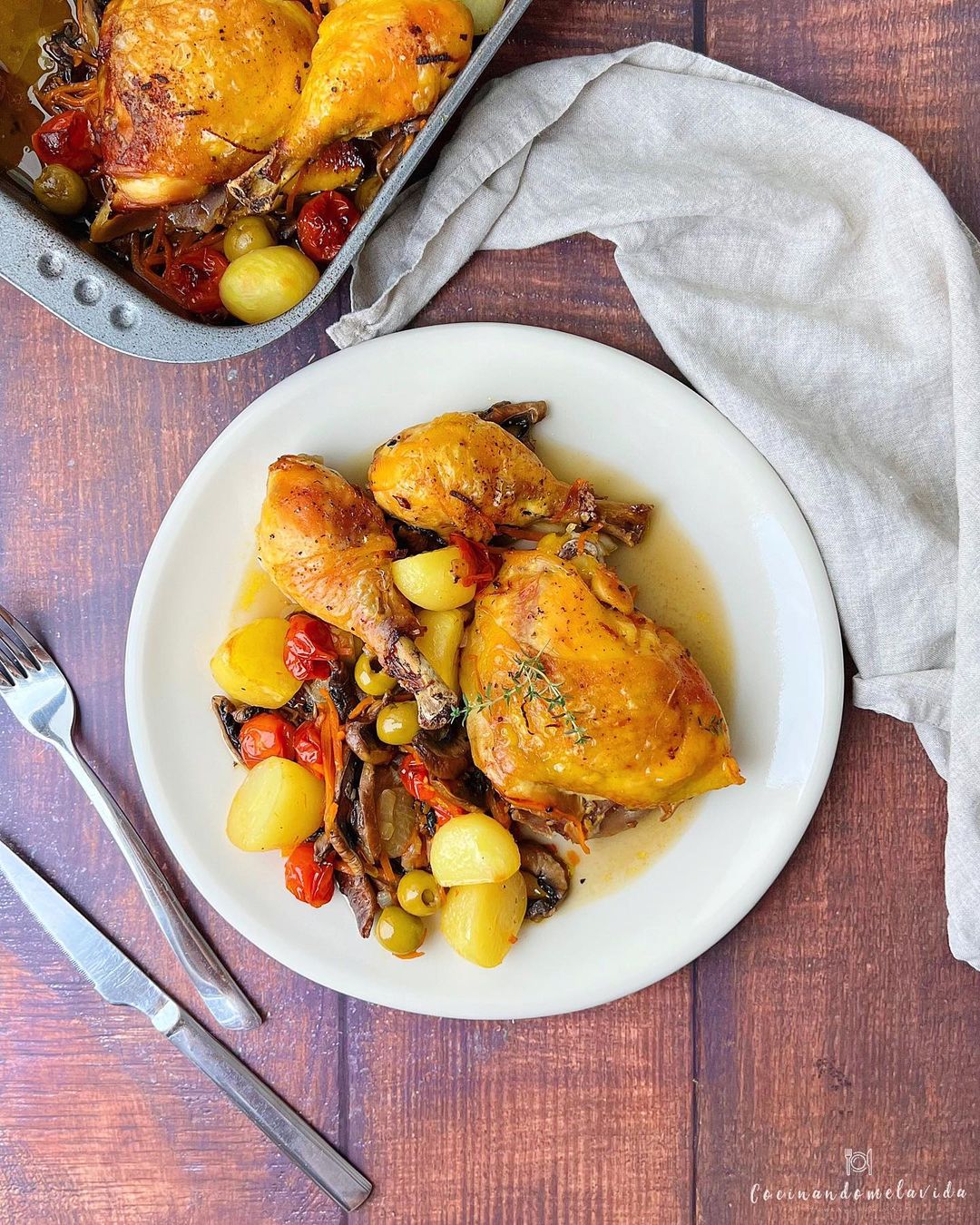 POLLO AL HORNO CON ACEITUNAS