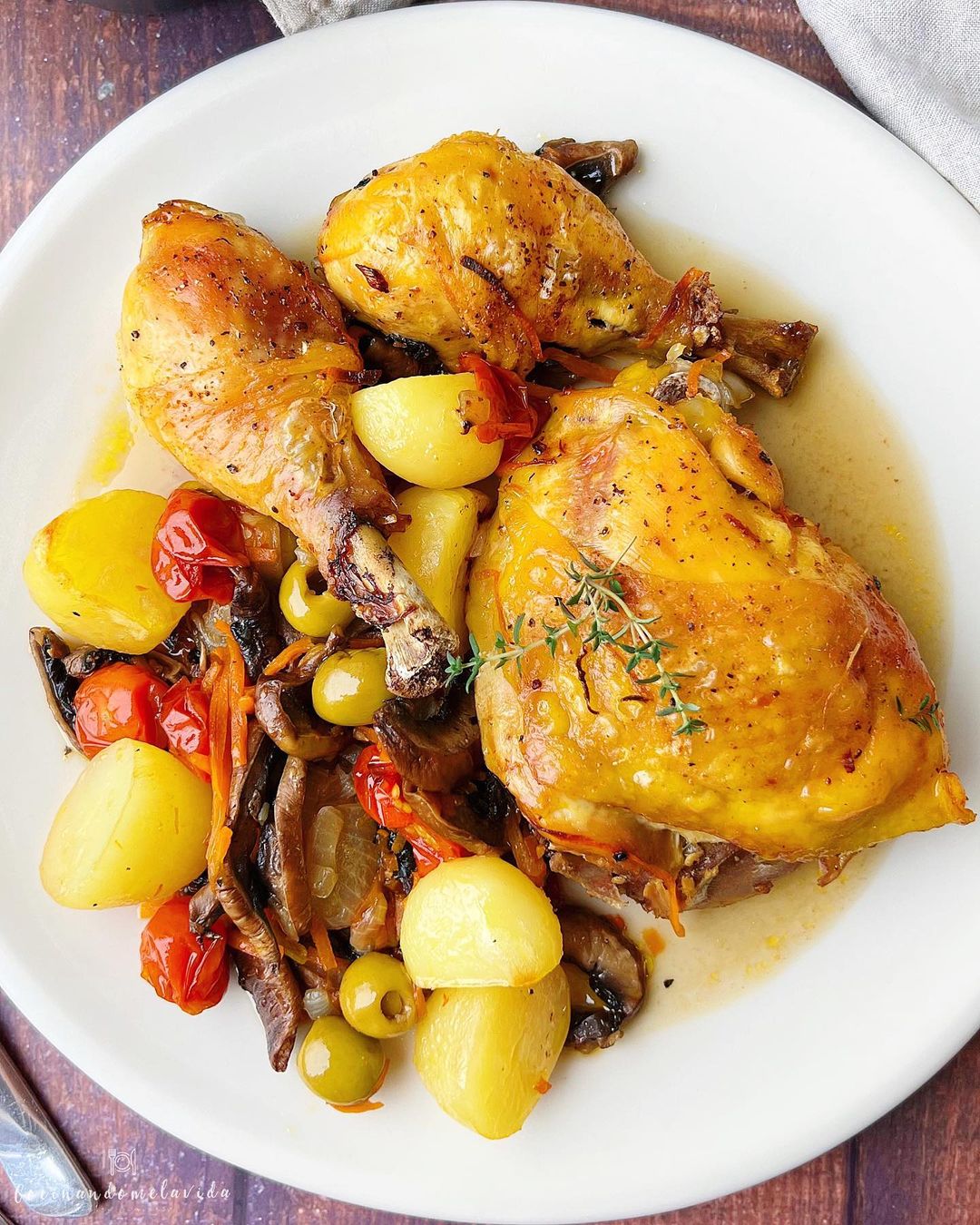 pollo al horno con aceitunas