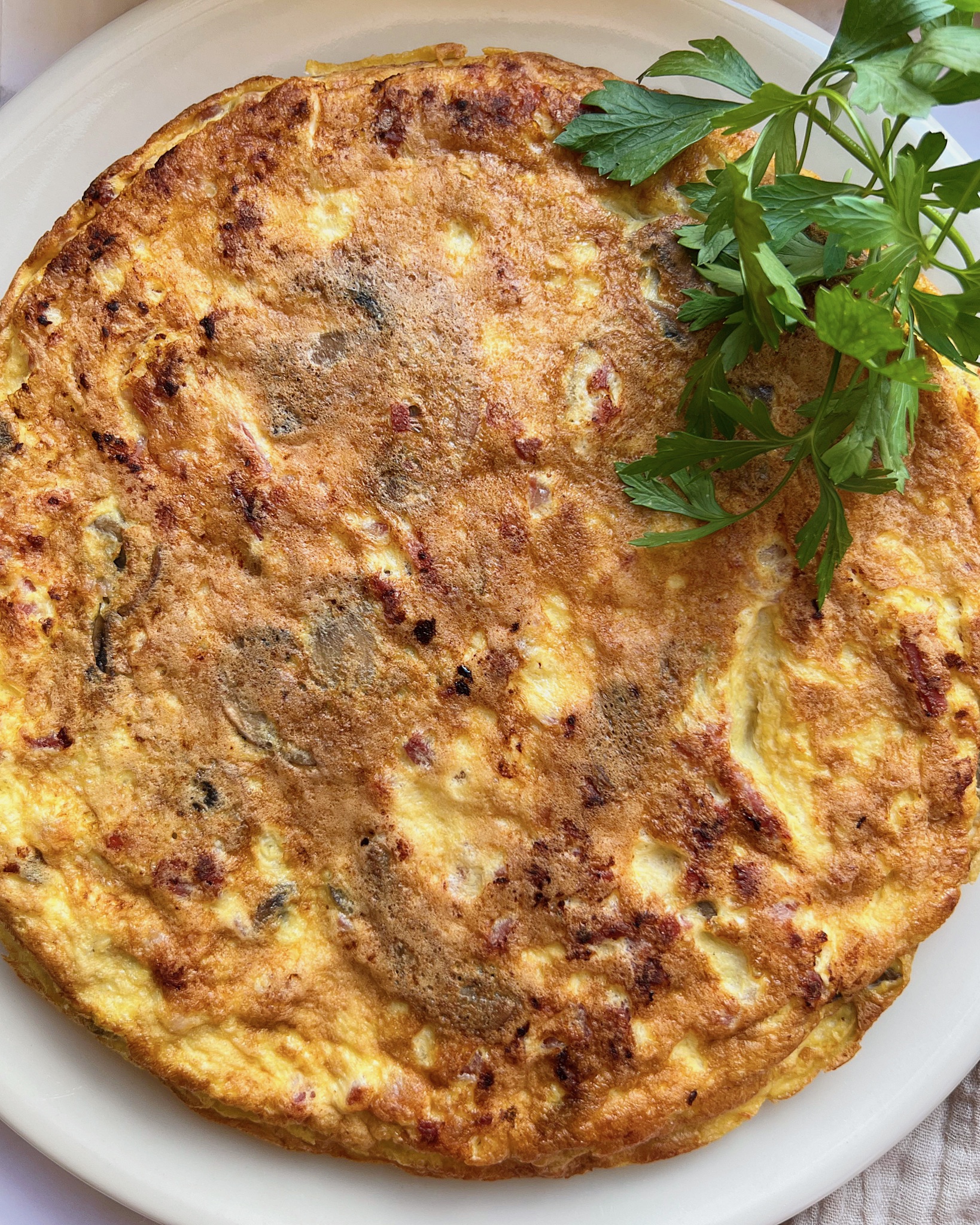 tortilla de champiñones con jamón