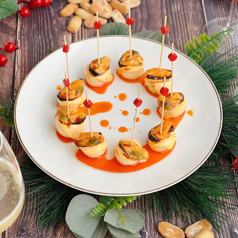 MONTADITOS DE PATATA Y MEJILLONES EN ESCABECHE